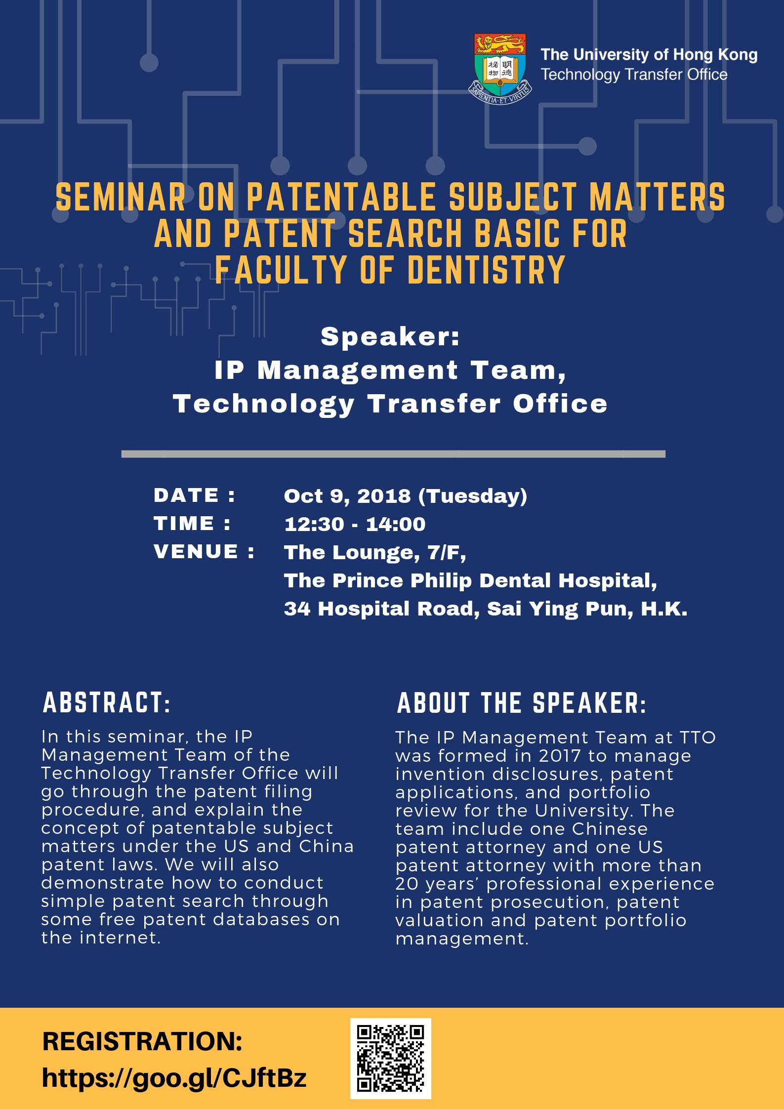 Seminar on Patentable Subject Matters and Patent Search Basic for Faculty of Dentistry